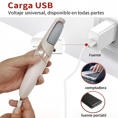 LIMADOR DE PEDICURA ELÉCTRICO, RODILLO, EXFOLIANTE.