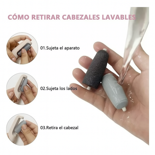 LIMADOR DE PEDICURA ELÉCTRICO, RODILLO, EXFOLIANTE.