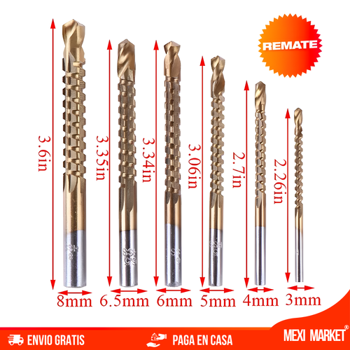 BROCAS DE TITANIO - 6 PIEZAS