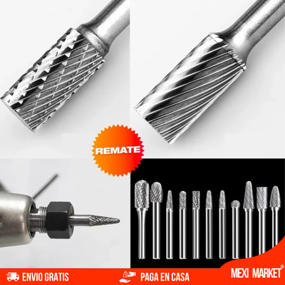 SET X 10 BROCAS/ FRESAS DE CARBURO