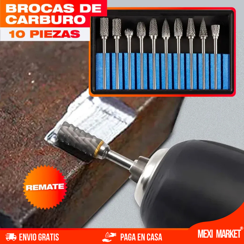 SET X 10 BROCAS/ FRESAS DE CARBURO