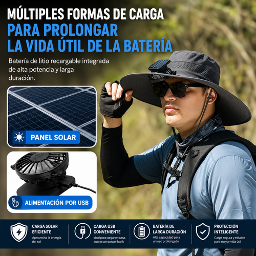 El sombrero con ventilador solar
