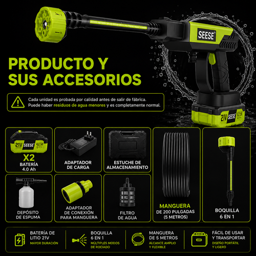 HIDROLAVADORA + ESPUMA | INCLUYE 2 BATERIAS