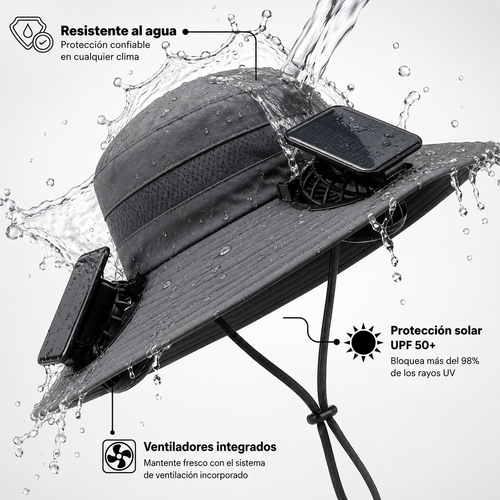 El sombrero con ventilador solar