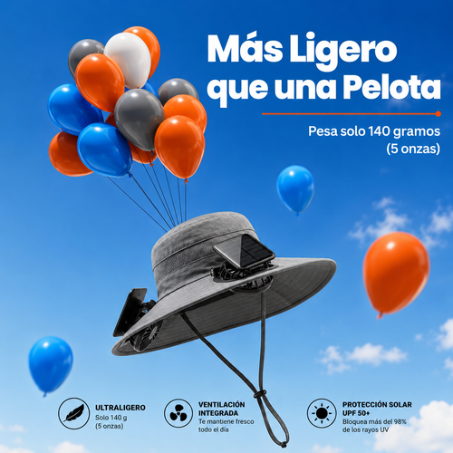El sombrero con ventilador solar