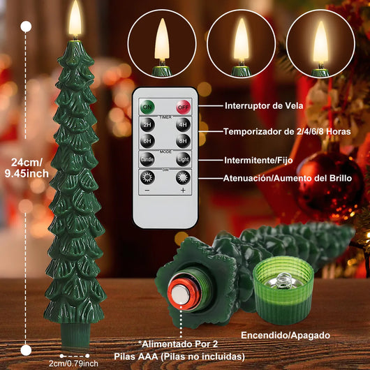 PACK DE 4 VELAS NAVIDEÑAS CON CONTROL