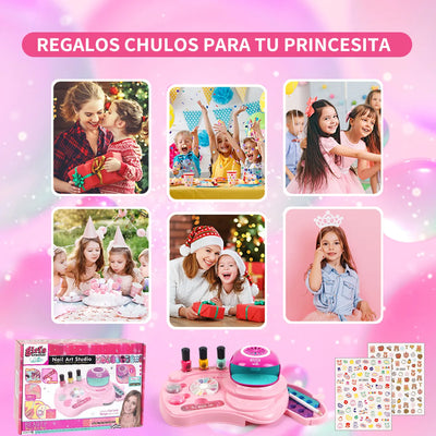 Kit De Maquillaje, Uñas De Juguete Para Niñas Con Secadora