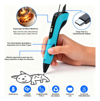 Pluma 3d De Impresión Azul Con Filamento Pla Ecológico